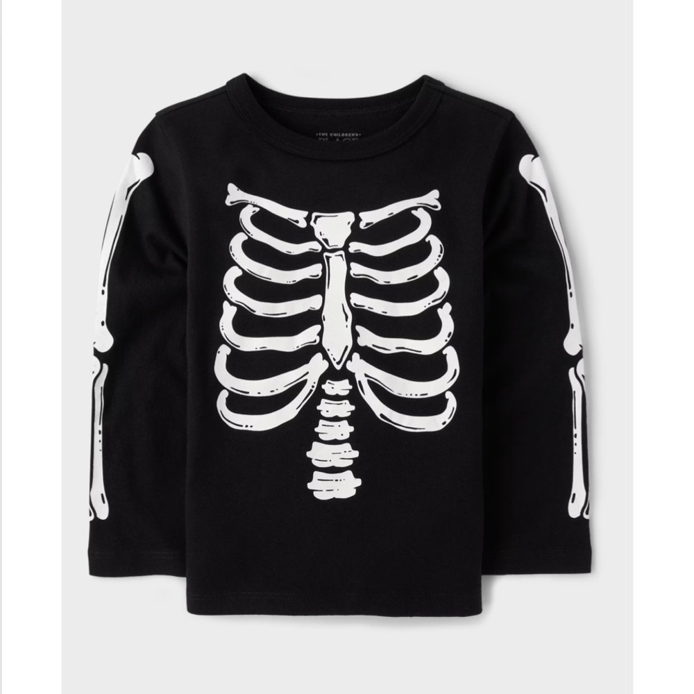 Children’s Place Glow in the Dark Long Sleeve Skeleton Tee NWT